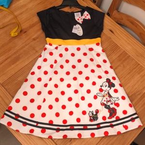 NWT Disney "Dress Shop" Black/White/Red Appliqued Minnie Dress, Girls L(10-12)